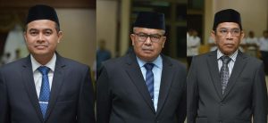 Jamaluddin (Kadis Kebudayaan dan Pariwisata Aceh), Bustami Hamzah (Kepala Badan Pengelolaan Keuangan Aceh) dan Suhaimi (Sekwan DPRA). (Foto/Ist)
