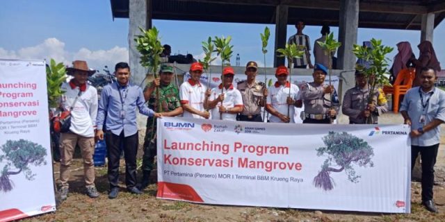 WhatsApp Image 2018-12-03 at 16.43.41 Penanaman 10.000 batang mangrove di Desa Beurandeh, Aceh Besar, kerjasama Pertamina dan Rumah Zakat Aceh didukung TNI dan Polri serta masyarakat. (Foto/Ist)